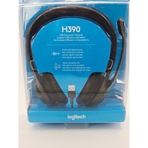 Logitech H390 USB Computer Headset Noise Canceling Mic Black 981-000014 NEW